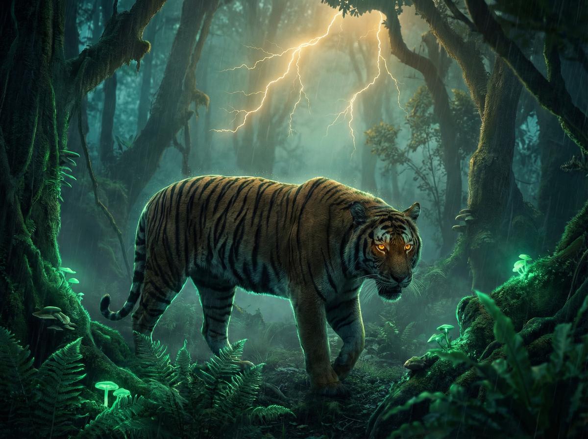 推特-孟加拉虎丛林狩猎视频